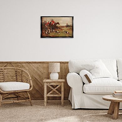 Stupell Home Decor Hunting Dogs in Countryside Framed Floating Canvas Wall Art