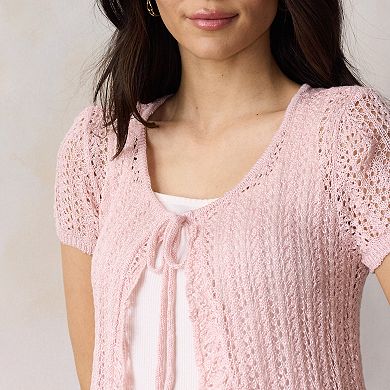 Women's LC Lauren Conrad Short Sleeve Flounce Cardigan