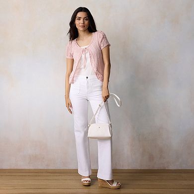 Women's LC Lauren Conrad Short Sleeve Flounce Cardigan