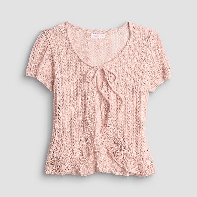 Women's LC Lauren Conrad Short Sleeve Flounce Cardigan