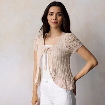 Women's LC Lauren Conrad Short Sleeve Flounce Cardigan