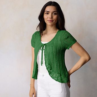 Women's LC Lauren Conrad Short Sleeve Flounce Cardigan