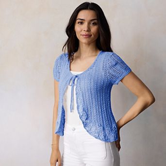 Women's LC Lauren Conrad Short Sleeve Flounce Cardigan