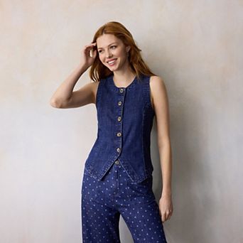 Petite LC Lauren Conrad Crewneck Longline Vest