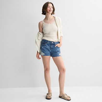 Juniors' Project Indigo Side Crochet Jean Shorts
