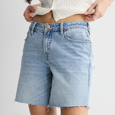 Juniors' Project Indigo Mid-Rise Raw Hem Jean Shorts