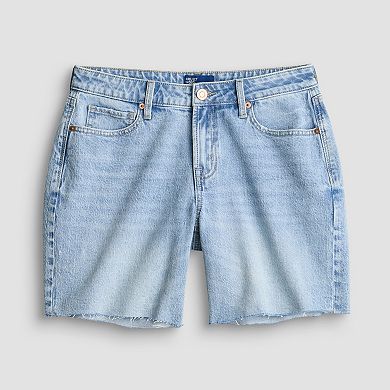 Juniors' Project Indigo Mid-Rise Raw Hem Jean Shorts