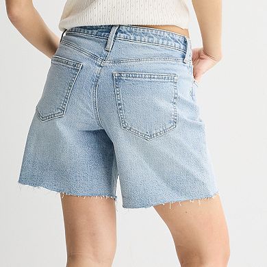 Juniors' Project Indigo Mid-Rise Raw Hem Jean Shorts