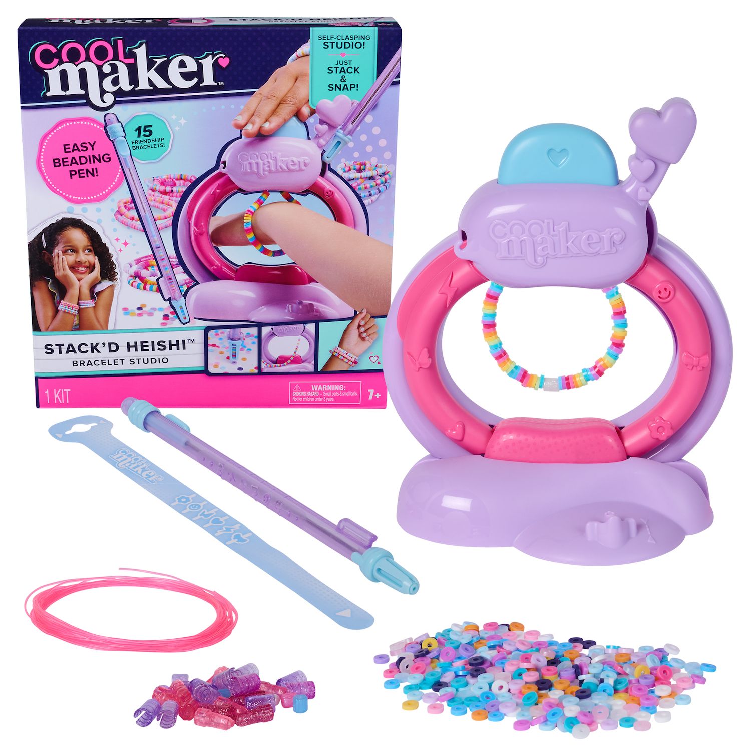 Детские игрушки Cool Maker Stack'd Heishi Studio Bracelet Making Kit with Easy Beading Pen & 1200 Beads — фото 1