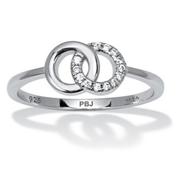 PalmBeach Jewelry 0.07 TCW Round Cubic Zirconia Sterling Silver Eternity Circles Ring