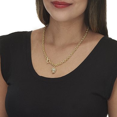 PalmBeachJewelry Marquise Cut Green Crystal Goldtone Link Necklace 3-Piece Set, 19 inches