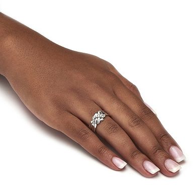 PalmBeach Jewelry .27 TCW Round Cubic Zirconia Platinum-plated Puzzle Ring