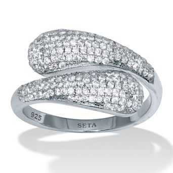 PalmBeach Jewelry .48 TCW Round Cubic Zirconia Sterling Silver Open Wrap Ring