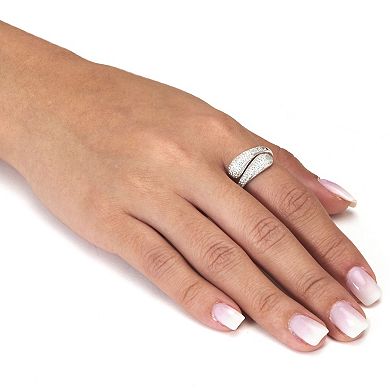 PalmBeach Jewelry .48 TCW Round Cubic Zirconia Sterling Silver Open Wrap Ring