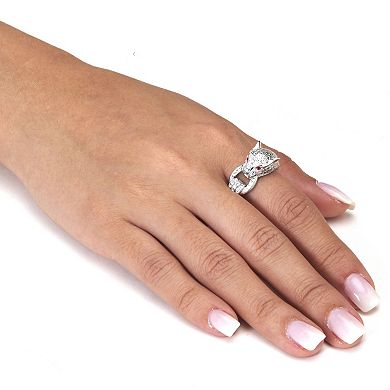 PalmBeach Jewelry .77 TCW Round Cubic Zirconia Silvertone Panther Cocktail Ring