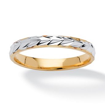 PalmBeach Jewelry Textured Wedding Ring Band in Two-Tone Gold-Plated