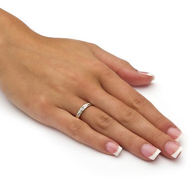 PalmBeach Jewelry Textured Wedding Ring Band in Two-Tone Gold-Plated