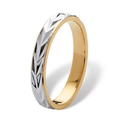 PalmBeach Jewelry Textured Wedding Ring Band in Two-Tone Gold-Plated