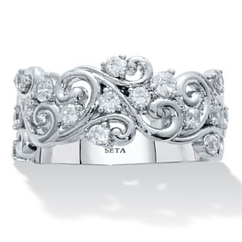 PalmBeach Jewelry .58 TCW Platinum-Plated Cubic Zirconia Vintage Ring