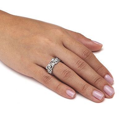 PalmBeach Jewelry .58 TCW Platinum-Plated Cubic Zirconia Vintage Ring