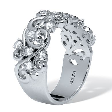 PalmBeach Jewelry .58 TCW Platinum-Plated Cubic Zirconia Vintage Ring