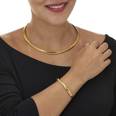 PalmBeachJewelry Omega Yellow Gold Ion-Plated Stainless Steel Chain Necklace Set 18 inch