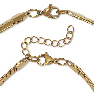 PalmBeachJewelry Omega Yellow Gold Ion-Plated Stainless Steel Chain Necklace Set 18 inch