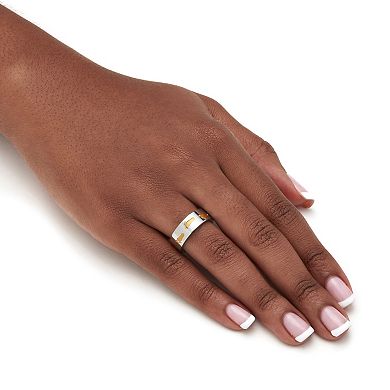 PalmBeach Jewelry "Footprints in the Sand" Two-Tone Ring in Stainless Steel