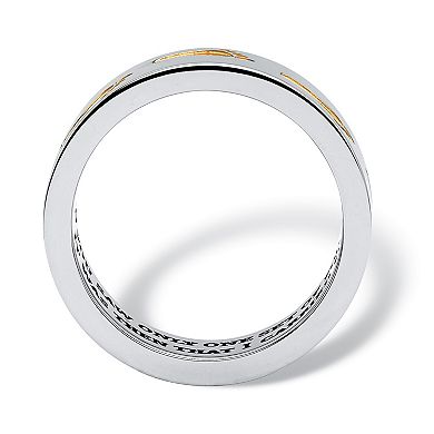 PalmBeach Jewelry "Footprints in the Sand" Two-Tone Ring in Stainless Steel