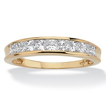 PalmBeach Jewelry .81 TCW Channel-Set CZ Ring in 18k Yellow Gold-plated Sterling Silver