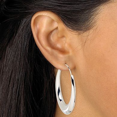 PalmBeach Jewelry Gold-Plated and Sterling Silver Polished Puffed Hoop Earring Set 1 7/8 Inch