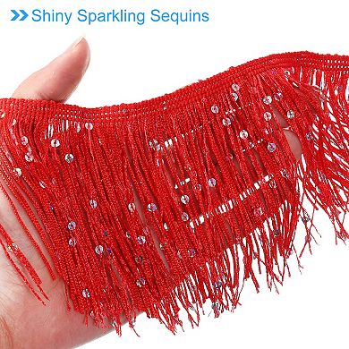 5 Yards of 10cm/4" Sequin Fringe Trim Sparkling DIY Fringe Tassel Trim Ribbon