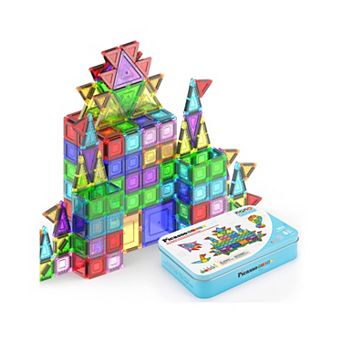 PicassoTiles 100 pc Travel Nano Magnetic Tiles Construction Building Blocks Toys for Kids Ages 3+