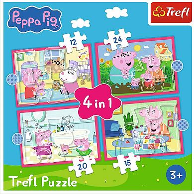 Trefl 4 in 1 (12, 20, 24 & 15 Piece) Jigsaw Puzzle - Peppa Pig Loves Adventures