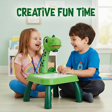 GabbaGoods Kids Projector Doodle & Tracing Table 3 Projection Disks, Coloring Book, 10 Markers