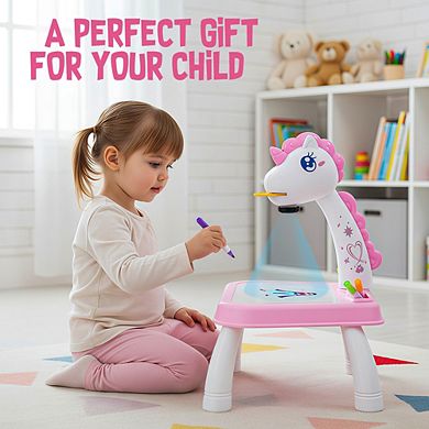 GabbaGoods Kids Projector Doodle & Tracing Table 3 Projection Disks, Coloring Book, 10 Markers