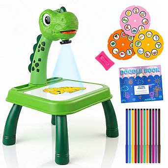 GabbaGoods Kids Projector Doodle & Tracing Table 3 Projection Disks, Coloring Book, 10 Markers
