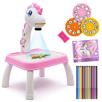 GabbaGoods Kids Projector Doodle & Tracing Table 3 Projection Disks, Coloring Book, 10 Markers