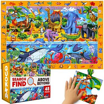 QUOKKA Floor Puzzles for Kids Ages 4-8 2x3 FT Giant Search and Find Jigsaw 48 Large Pieces