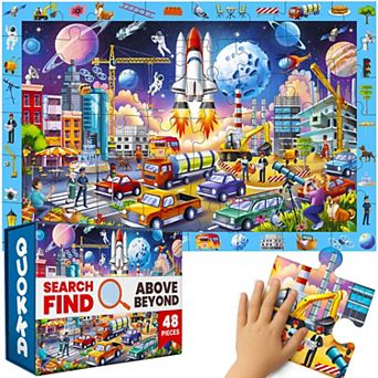 QUOKKA Floor Puzzles for Kids Ages 4-8 2x3 FT Giant Search and Find Jigsaw 48 Large Pieces