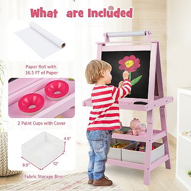 3-in-1 Double-Sided Art Easel with Storage - Pink