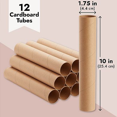 12 Pack Cardboard Tubes for Crafts, Brown Rolls for DIY Projects (1.75 x 10 In)