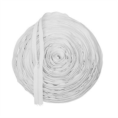 #5 Nylon Coil Zippers with 50 Zipper Slider Replacements, 1.3 in x 50 yds, White