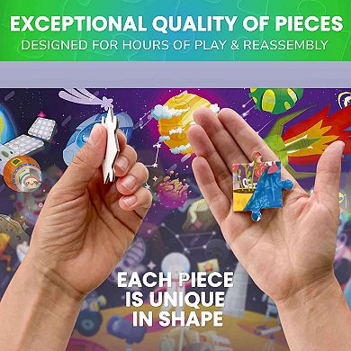 QUOKKA Jigsaw Puzzles for Kids 4-6 - Glow Puzzles Set of 4x100 Pieces Dino, Forest, Space