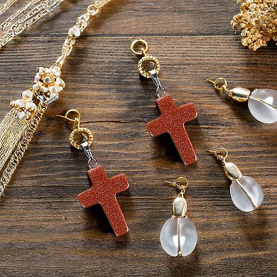 40 Piece Gemstone Cross Pendants for Jewelry Making Supplies, 10 Colors