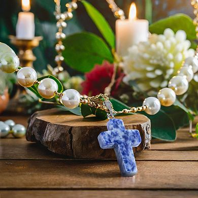 40 Piece Gemstone Cross Pendants for Jewelry Making Supplies, 10 Colors