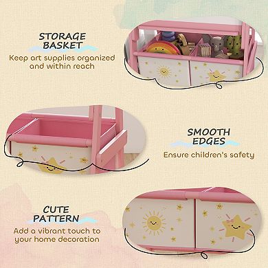 Qaba 3-in-1 Art Easel for Kids, Double-Sided Kids Easel with Paper Roll,