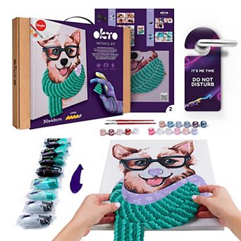 OKTO Air Dry Clay 3D Painting Kit - Fashion Corgi DIY Canvas Art