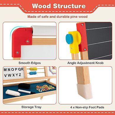 3-in-1 Wooden Kids Art Easel with Paper Roll