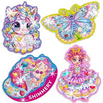 QUOKKA Shaped Puzzles Set of 4 Shimmer 48 pc for Kids 36 years Princess, Mermaid, Unicorn